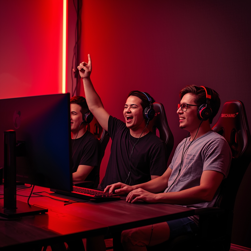 Amigos jugando videojuegos