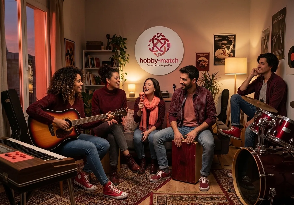 Amigos tocando instrumentos musicales